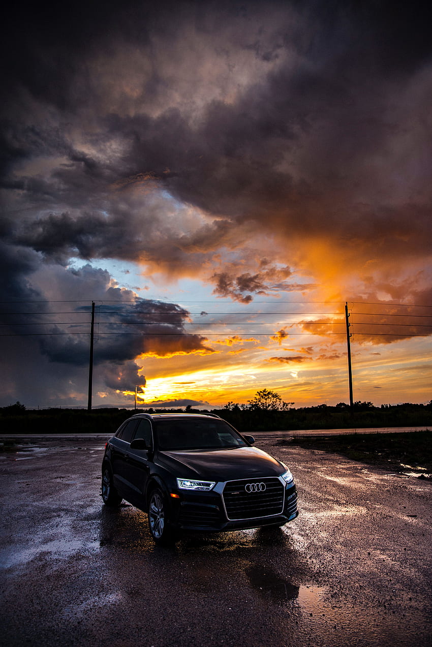 Sonnenuntergang, Audi, Autos, Auto, bedeckt, überwiegend bewölkt HD-Handy-Hintergrundbild