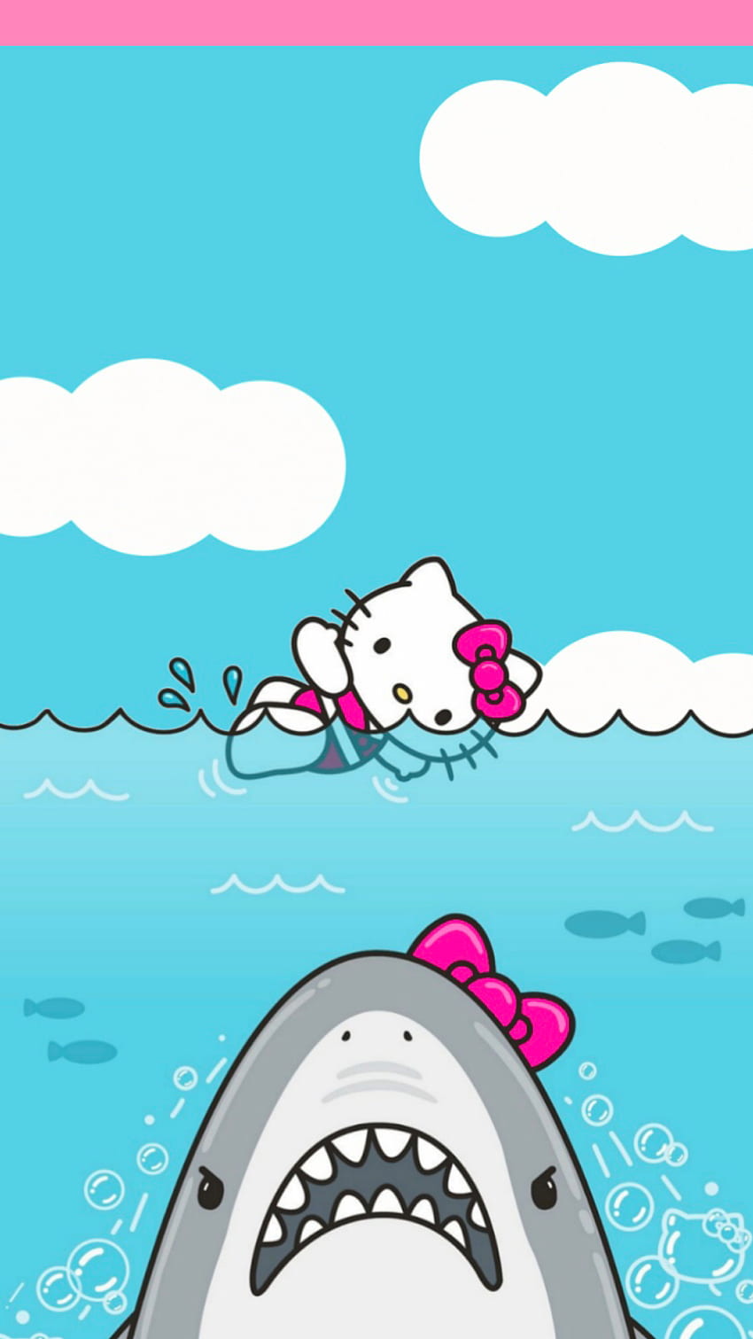 Hello Kitty Shark Lockscreen (fits iPhone 7Plus). Cuteness, Kawaii Shark HD phone wallpaper