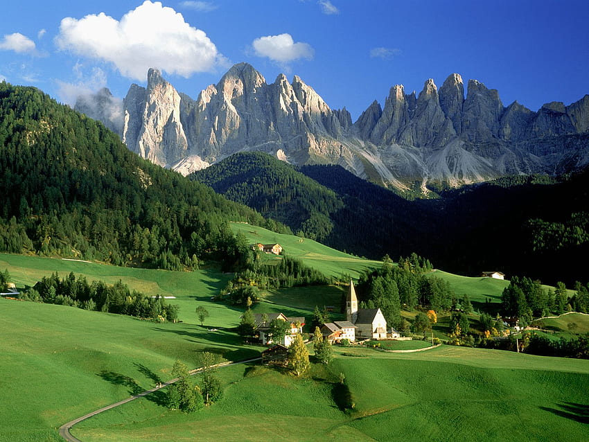 Val di Funes Dolomiten Italien HD-Hintergrundbild