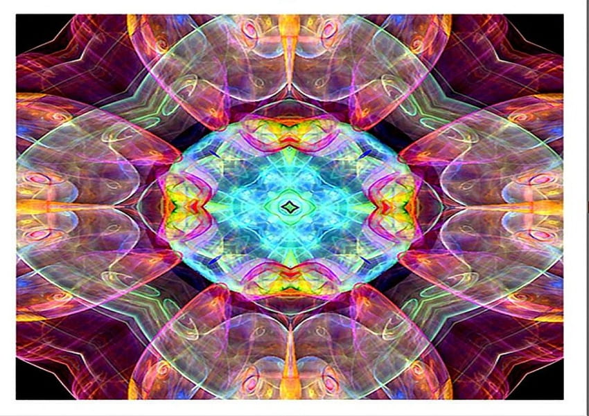 Kaleidescope, rainbow colours, fractal, frame HD wallpaper