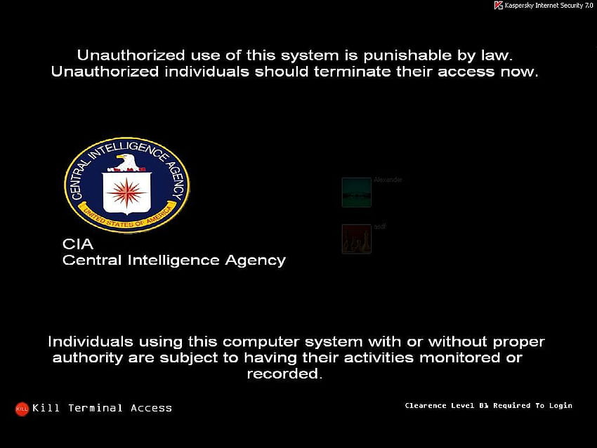 Écran de connexion Cia, Central Intelligence Agency Fond d'écran HD