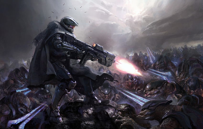 Figure, The Game, Battle, Battle, Art - Halo Lone Wolf Achievement, Halo Combat HD wallpaper
