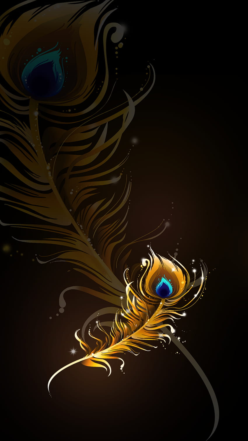 Golden Peacock, beautiful, electric blue, art, dark, Feather, further HD  phone wallpaper | Pxfuel