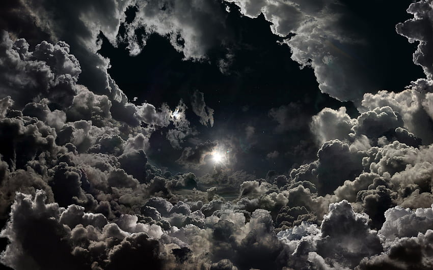 흐린 하늘, 구름이 있는 밤하늘 HD 월페이퍼