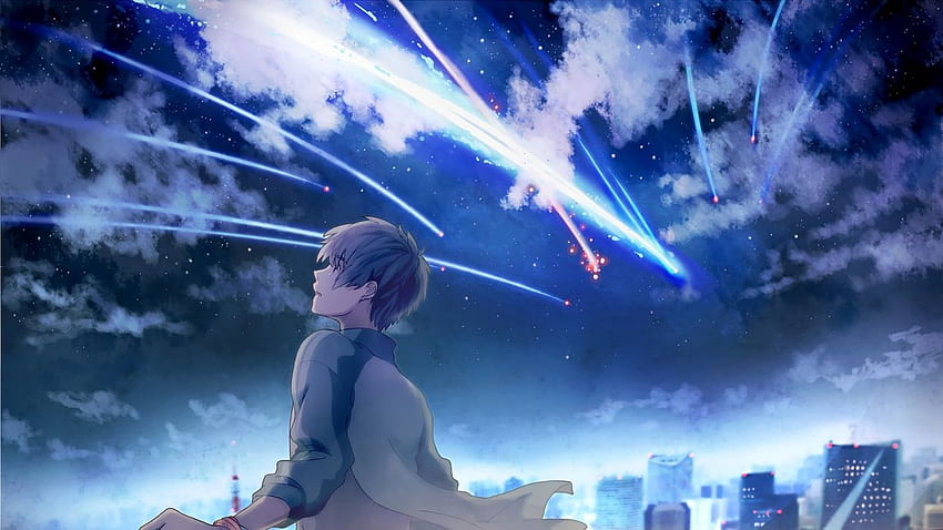 Seu nome (Kimi no Na Wa) Taki Tachibana Anime Comet Night Sky Stars., Taki Your Name papel de parede HD