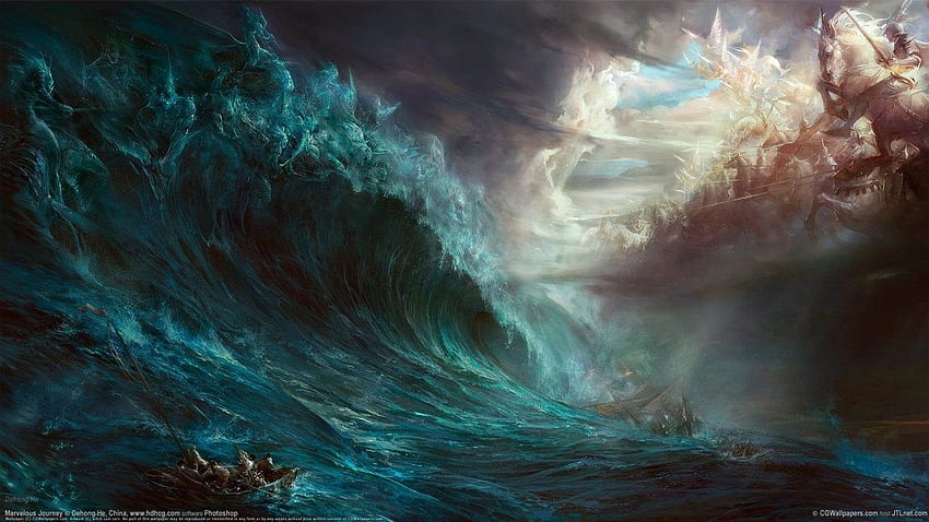 A Mighty Sea Battle. : HD wallpaper