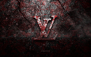 LV red logo mono, 3d, 3d red, designer, halloween, louis vutton, HD phone  wallpaper
