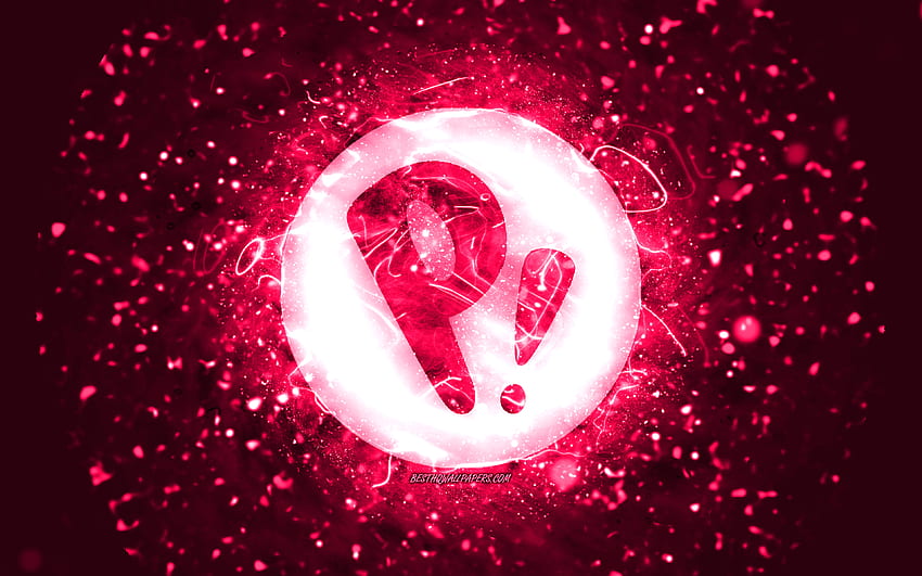Pop OS pink logo, , pink neon lights, Linux, creative, pink abstract background, Pop OS logo, OS, Pop OS HD wallpaper