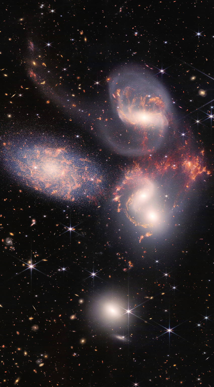 Stephans quintet, ammasso, passato, distante, James-Webb, galassia, telescopio, spazio Sfondo del telefono HD