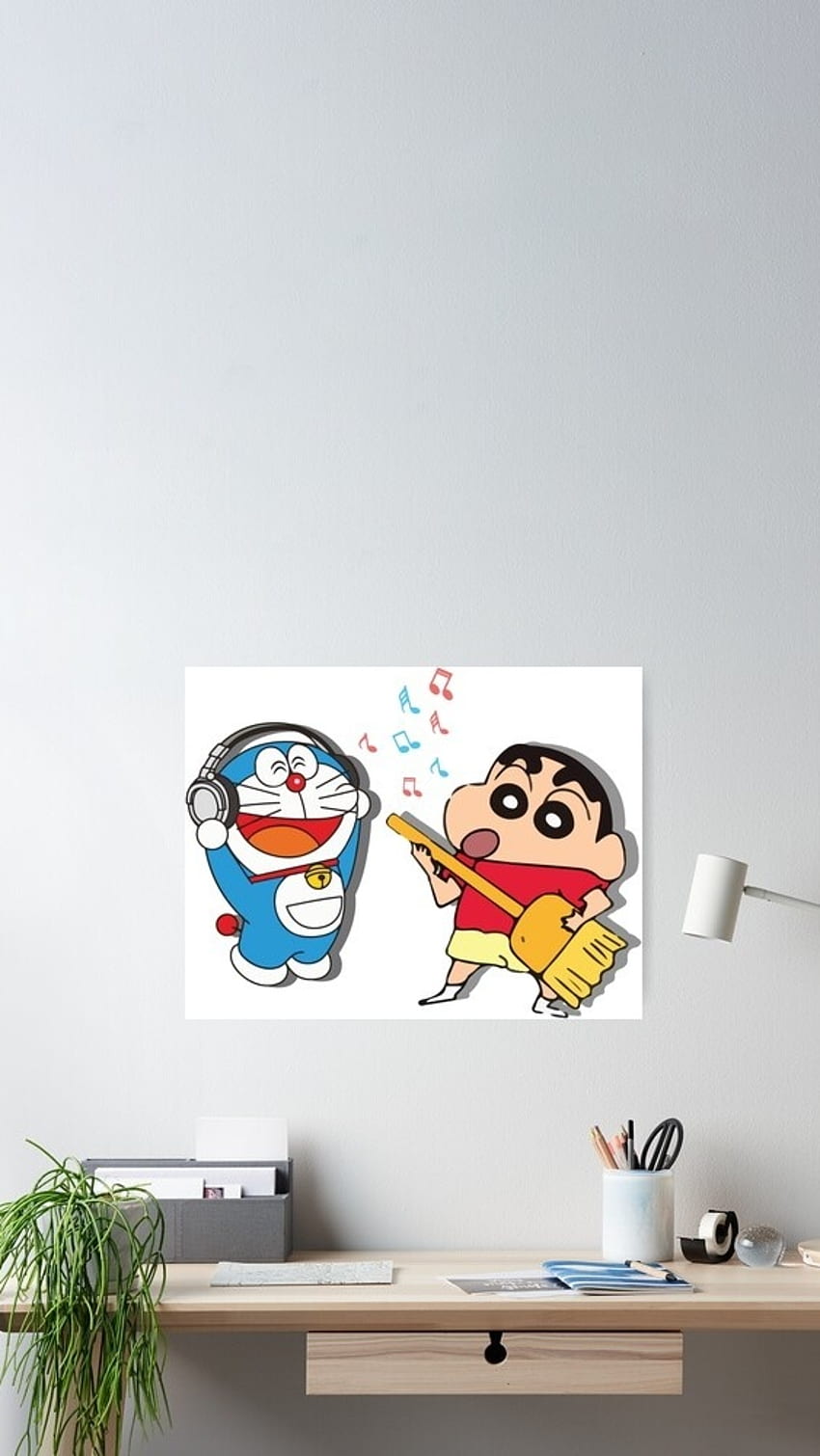 Shinchan y Doraemon, sala de estudio fondo de pantalla del teléfono