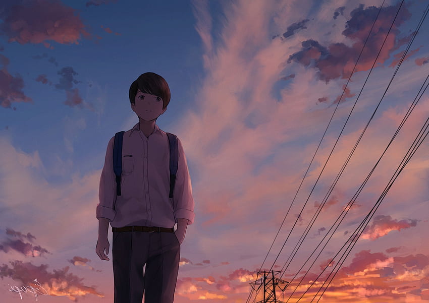 School Uniform, Sky, Scenic, Walking, Anime Boy - Resolution:, Anime School  Boy HD wallpaper | Pxfuel