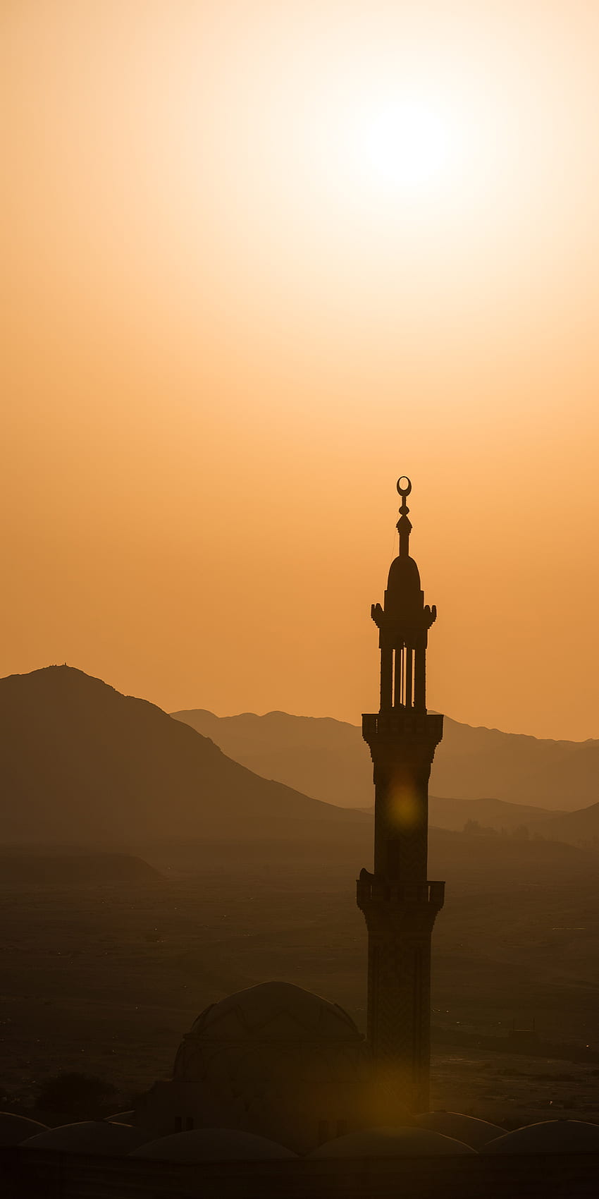 Moschee-Minarett bei Sonnenuntergang HD-Handy-Hintergrundbild
