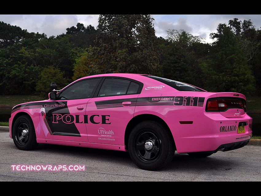 Law enforcement vehicle wrap designed by TechnoSigns in Orlando, Florida for breast cancer awareness month HD wallpaper