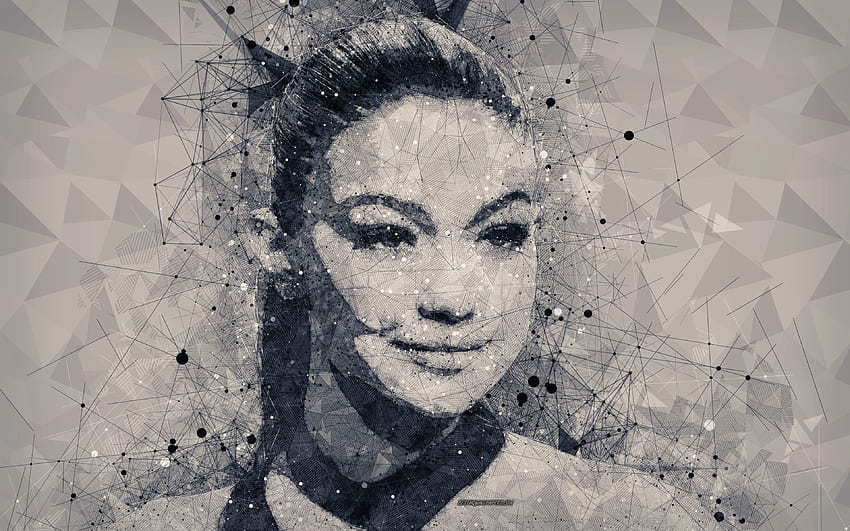 Gigi Hadid, , face, geometric portrait, Geometric Girl HD wallpaper