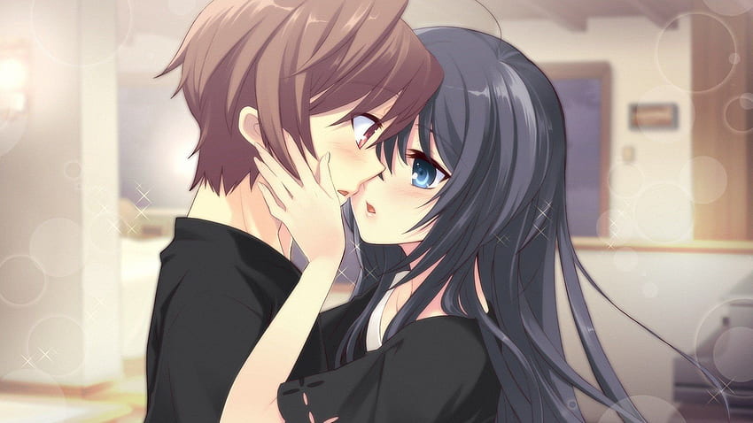 An Anime Illustration Of Two People Kissing Background Boyfriend  Girlfriend Picture Background Image And Wallpaper for Free Download