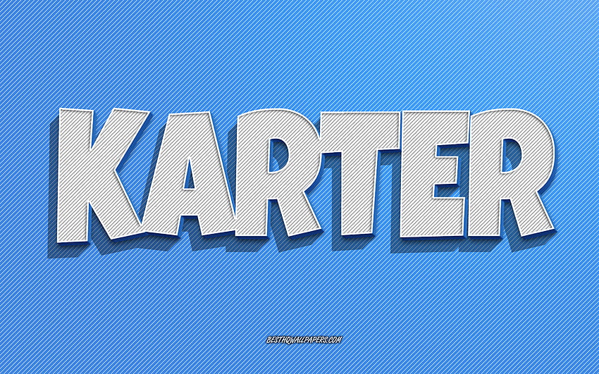 Karter, blue lines background, with names, Karter name, male names, Karter greeting card, line art, with Karter name HD wallpaper