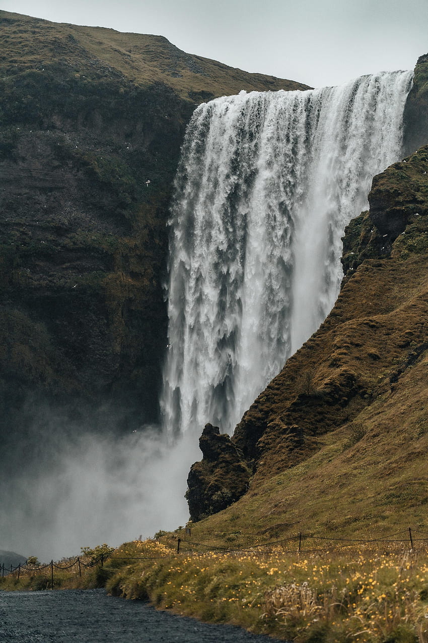 Natur, Wasser, Gras, Felsen, Wasserfall, Fluss, Bach HD-Handy-Hintergrundbild