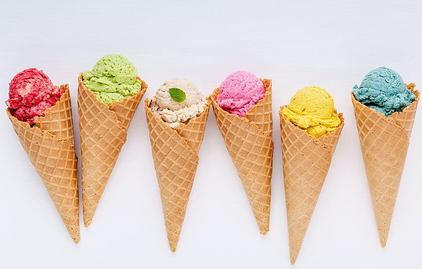 colorful, ice cream, horn, fruit, berries, ice cream, Ice Cream Cone HD wallpaper