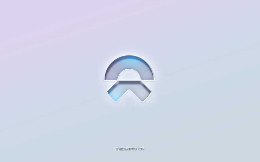 NIO logo, cut out 3d text, white background, NIO 3d logo, NIO emblem ...