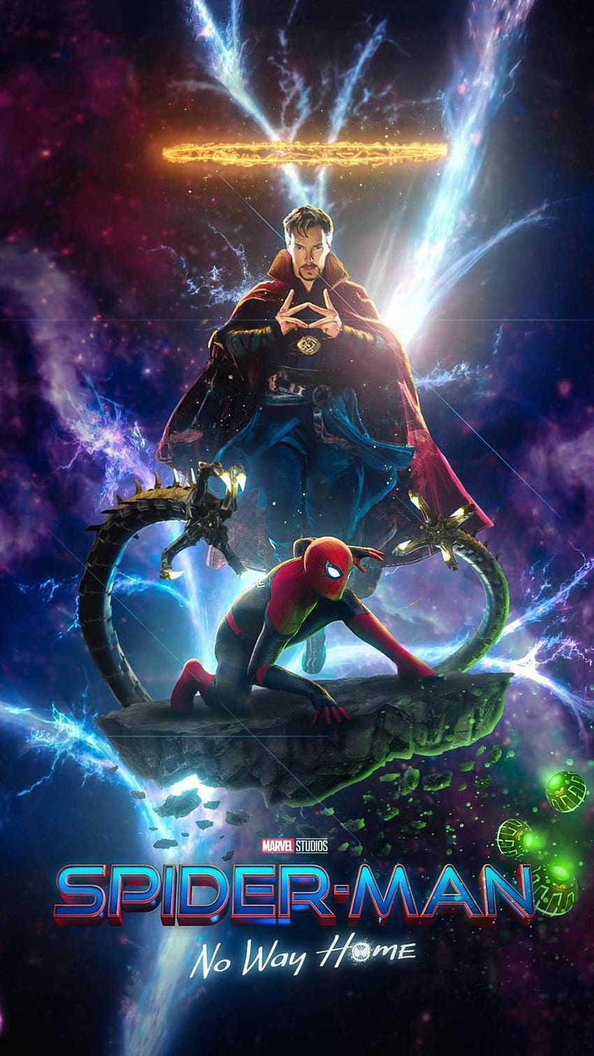 Spider-Man No Way Home, sztuka, grafika flash, 2021, człowiek-pająk, człowiek-pająk, człowiek-pająk, dr dziwny, nie ma drogi do domu Tapeta na telefon HD