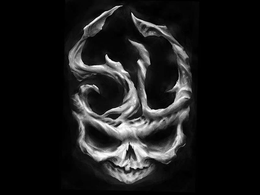 Skull, kool, blacknwhite, dark HD wallpaper