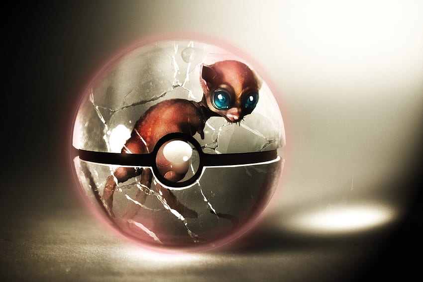 abstract surreal real mew digital art misc pokeball High Quality , High Definition HD wallpaper