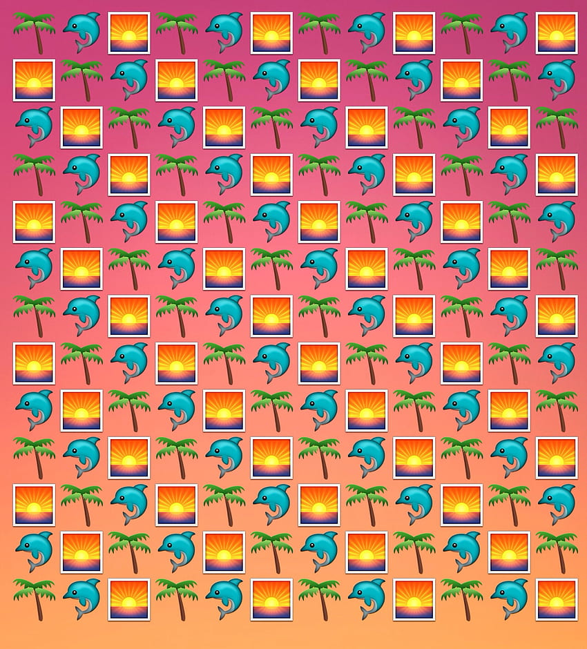 emoji per o telefono ~ delfini su una spiaggia al tramonto tropicale Sfondo del telefono HD