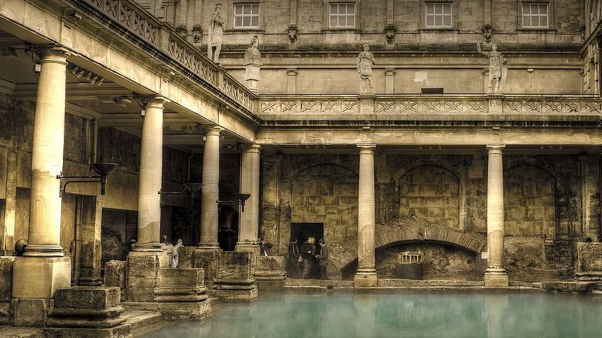 โรงอาบน้ำโรมัน (กรุงโรมโบราณ) ในเมืองบาธของอังกฤษ โรงอาบน้ำโรมัน โรงอาบน้ำโรมัน โรงอาบน้ำโรมัน ภูมิทัศน์กรุงโรม วอลล์เปเปอร์ HD