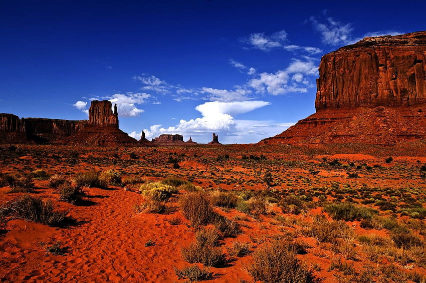 Pustynie: Dolina Arizona Niebo Góra Pustynia Pomnik Burza skalna Tapeta HD