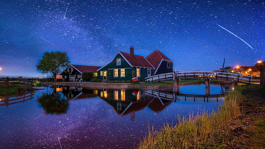 Night Landscape In Netherlands Countryside . , Netherlands Nature HD wallpaper