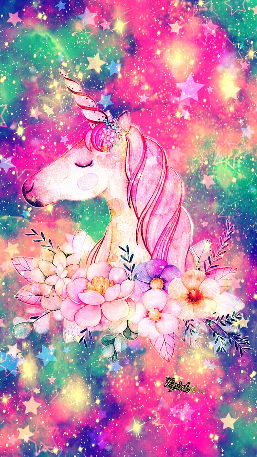 Floral Unicorn Galaxy HD тапет за телефон