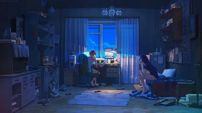 Trauriger ästhetischer Anime-PC, trauriger ästhetischer Anime-Laptop HD-Hintergrundbild