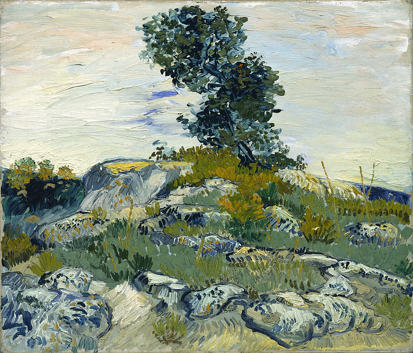 Landscape, Nature, Canvas, Oil, Butter, Vincent Van Gogh, Boulders And Oak HD wallpaper