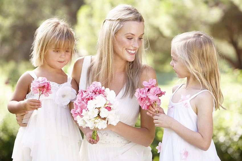 Casamento, Criancas, Dress, Feliz, Flores, Loira, Noiva - Bride, Flower Girl Dress HD wallpaper
