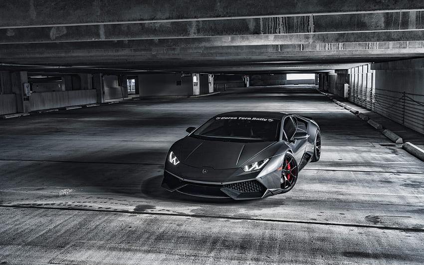 Lamborghini Huracan, , widok z przodu, powierzchowność, szare sportowe coupe, Huracan tuning, szary Huracan, supersamochód, Włoskie samochody sportowe, Lamborghini Tapeta HD