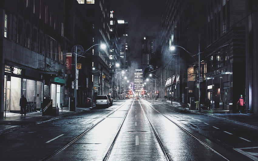 Toronto, sokak, gece manzaraları, modern binalar, Kanada için çözünürlükle birlikte. Yüksek kalite HD duvar kağıdı