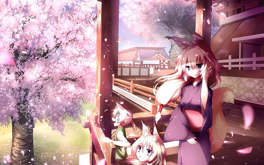 Girls, Children, Ear, Tail, Game, Meng, Anime girl, Japanese Game Wallpaper HD