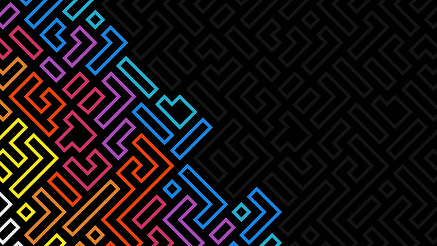 Minimalist shapes, dark, neon puzzles, abstract HD wallpaper