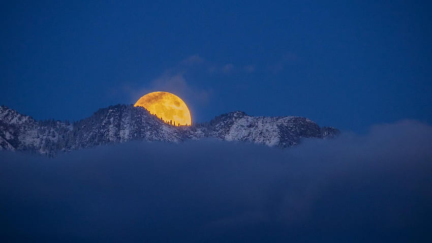 Wasatch 산맥, 유타, 밤, 하늘, 산, 달, 미국 위로 문라이즈 HD 월페이퍼