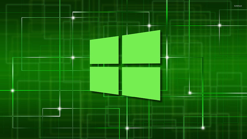 Windows 10 logo sederhana berwarna hijau di jaringan - Komputer . Wallpaper HD