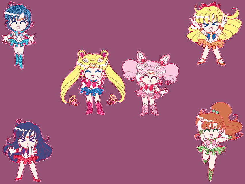 Chibi Sailor Scouts, Chibi Moon, Venus, Sailor Moon, Jupiter, Merkur, Mars HD-Hintergrundbild