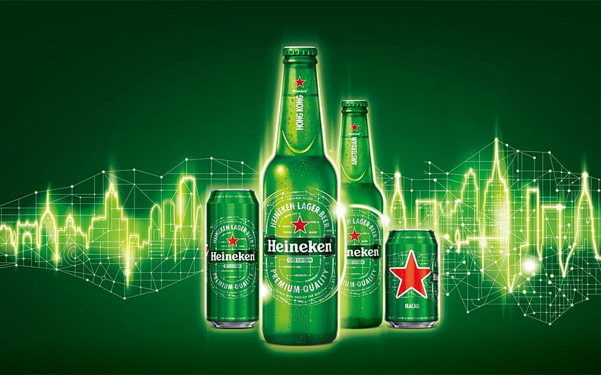 Der neuesten Heineken Bierflasche und Dose HD-Hintergrundbild