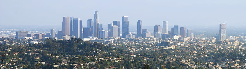 Los Angeles vom Hubschrauberlandeplatz: Reise- und Lagerhintergrund, Los Angeles Dual Monitor HD-Hintergrundbild