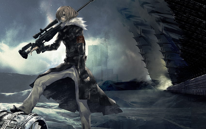 The Lonely Sniper, style, alone, sniper, lonely, action, anime, weapon, , hair HD wallpaper