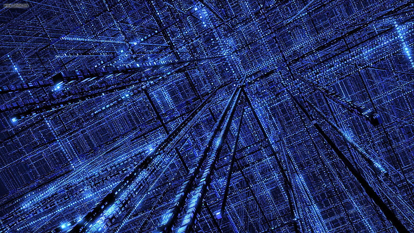 Animasyonlu Matris 1 - Mavi Matris, Çift Monitör Matrisi HD duvar kağıdı