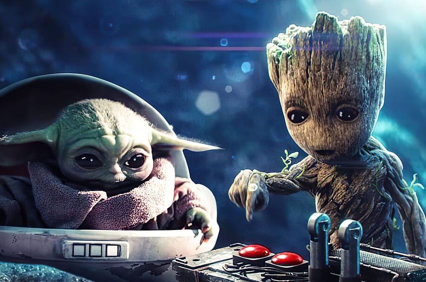 Bébé Groot et bébé Yoda Chromebook Pixel, arrière-plan et, mignon bébé Groot Fond d'écran HD
