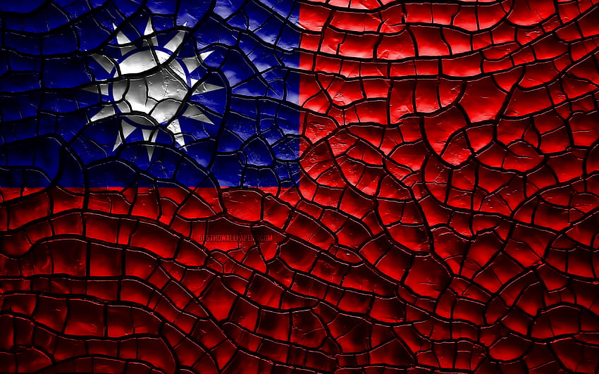 Flag of Taiwan, , cracked soil, Asia HD wallpaper