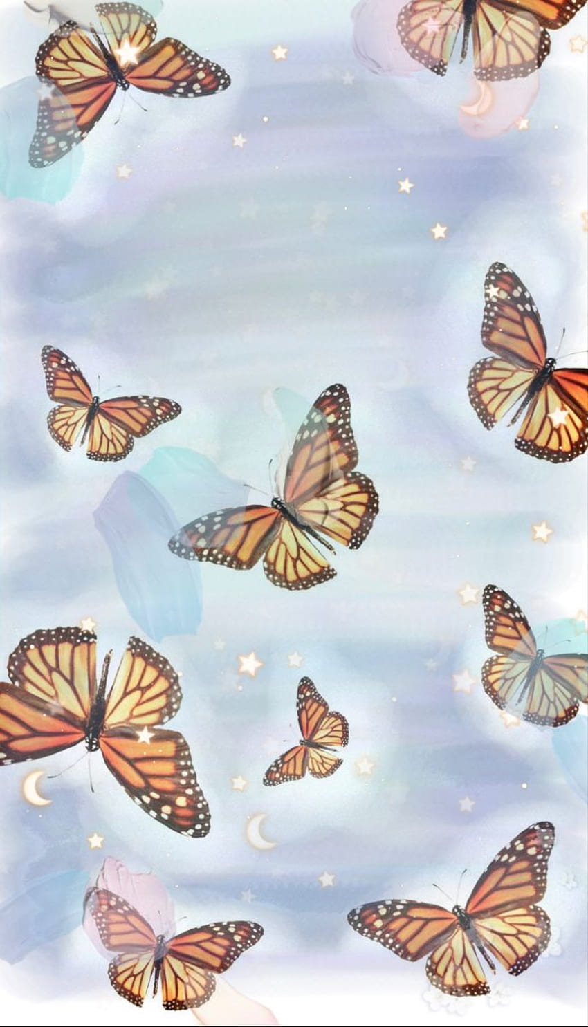 Синята пеперуда. Цвете за iphone, сладък фон, естетика на iPhone в tumblr HD тапет за телефон