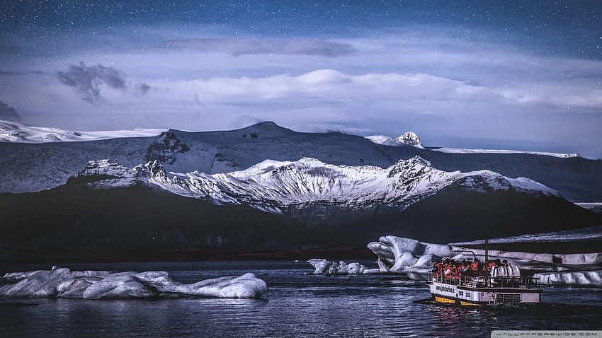 Ледниковото езеро Йокулсарлон, обиколка с лодка, Исландия ❤ HD тапет