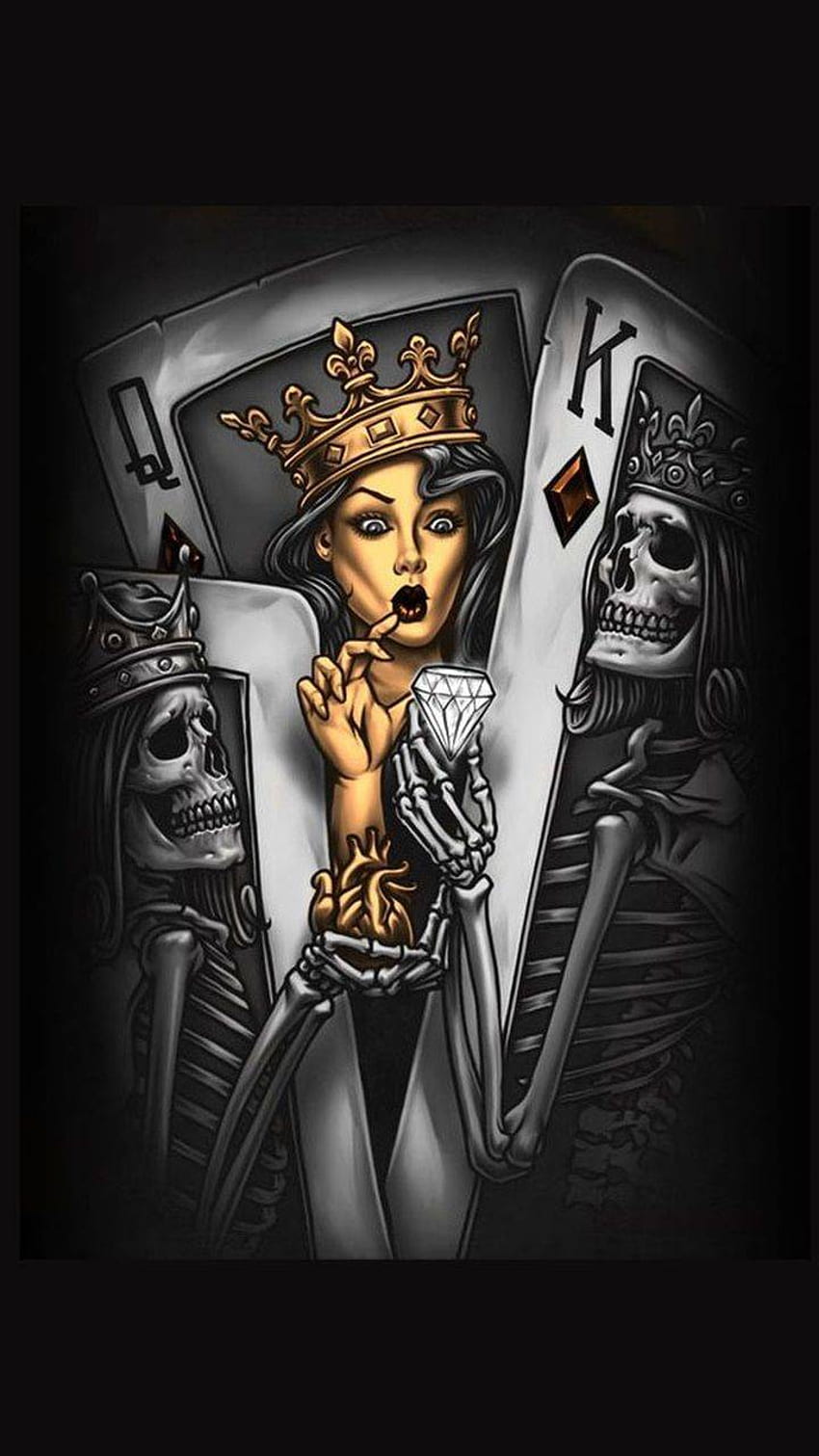 queen and king, Queen Skull HD phone wallpaper